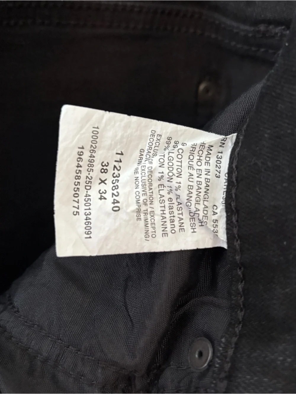 Wrangler Retro Slim Straight Black Jeans Size 38x34